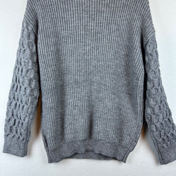 Gray Womens Chunky Knit Quarter Zip Sweater Size M Grandmacore Slouchy Comfy - Picture 10 of 11